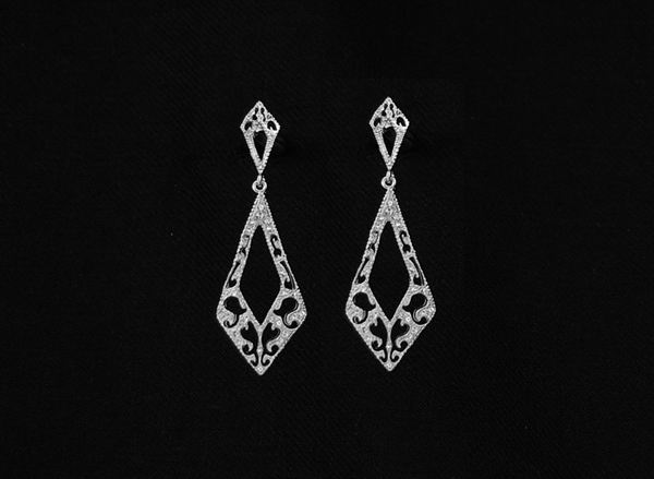 Rhodium Earrings for Bride with Swarovski Crystals ref. 51710